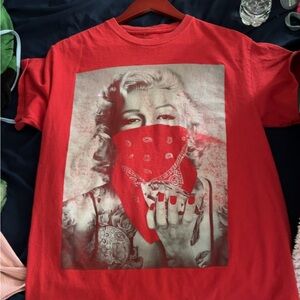Red Graphic T-Shirt with Bandana Print